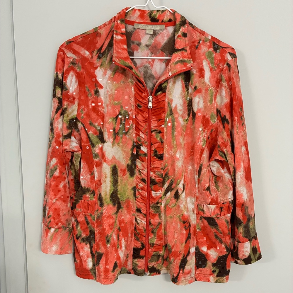erin london Coral Multi-Color Zip Front Jacket